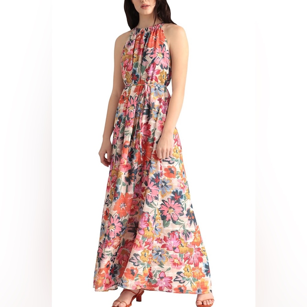 NWT Maggy London Floral Halter Maci Dress Size 4